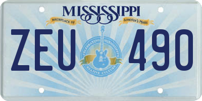 MS license plate ZEU490