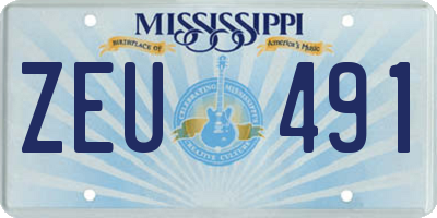 MS license plate ZEU491
