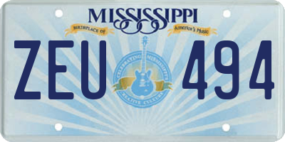 MS license plate ZEU494
