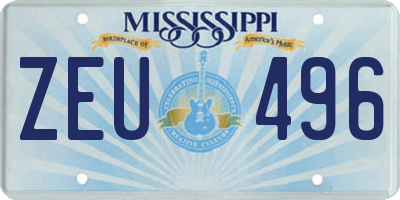 MS license plate ZEU496