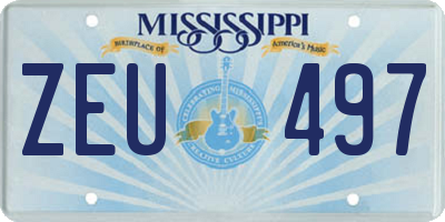 MS license plate ZEU497