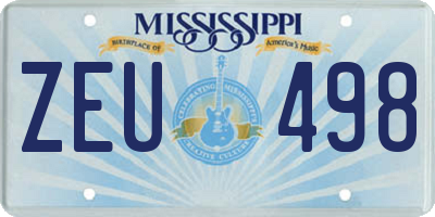 MS license plate ZEU498