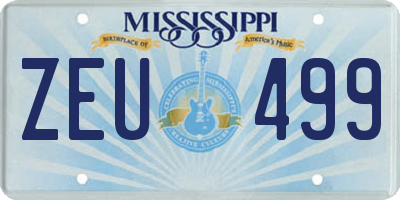 MS license plate ZEU499