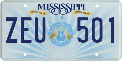 MS license plate ZEU501