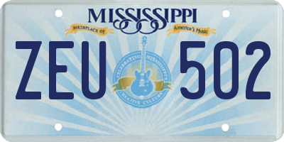 MS license plate ZEU502