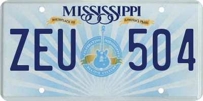 MS license plate ZEU504