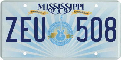 MS license plate ZEU508