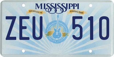 MS license plate ZEU510