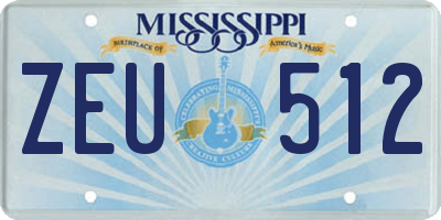 MS license plate ZEU512