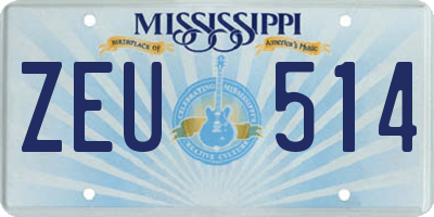 MS license plate ZEU514