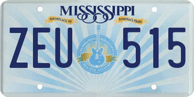 MS license plate ZEU515