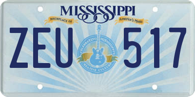 MS license plate ZEU517