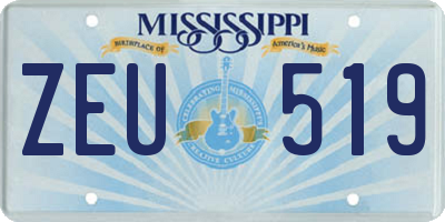 MS license plate ZEU519