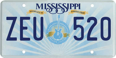 MS license plate ZEU520