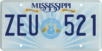 MS license plate ZEU521