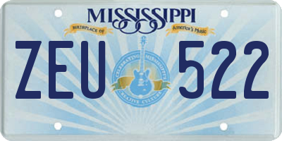 MS license plate ZEU522