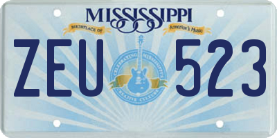 MS license plate ZEU523