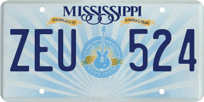 MS license plate ZEU524