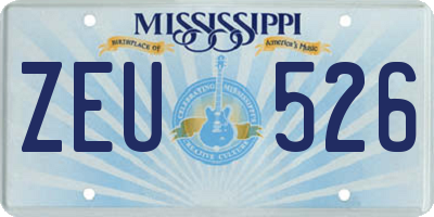 MS license plate ZEU526
