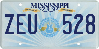MS license plate ZEU528