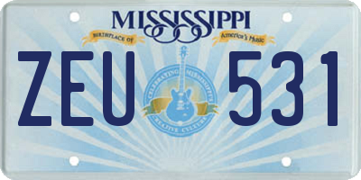 MS license plate ZEU531