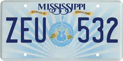 MS license plate ZEU532