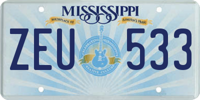 MS license plate ZEU533