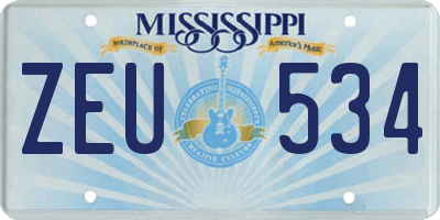 MS license plate ZEU534
