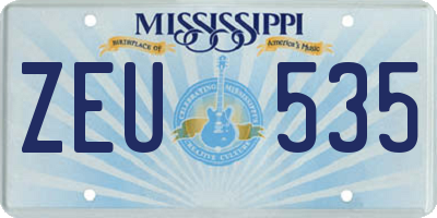MS license plate ZEU535