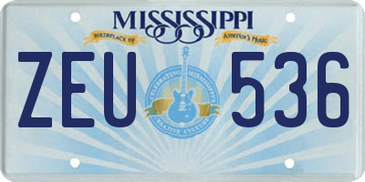 MS license plate ZEU536