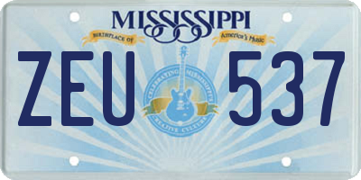 MS license plate ZEU537