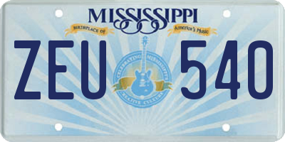MS license plate ZEU540