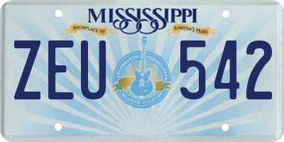 MS license plate ZEU542