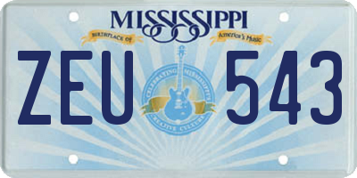 MS license plate ZEU543
