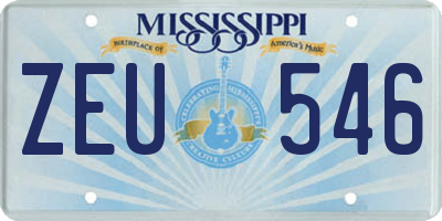 MS license plate ZEU546