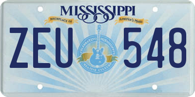 MS license plate ZEU548