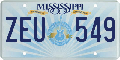 MS license plate ZEU549