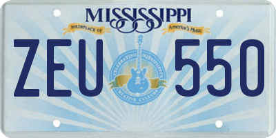 MS license plate ZEU550