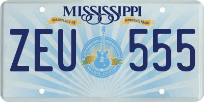 MS license plate ZEU555
