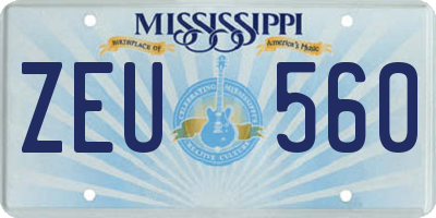 MS license plate ZEU560