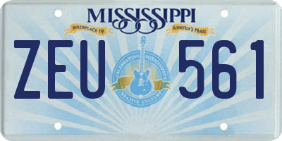 MS license plate ZEU561