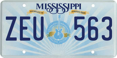 MS license plate ZEU563