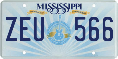 MS license plate ZEU566