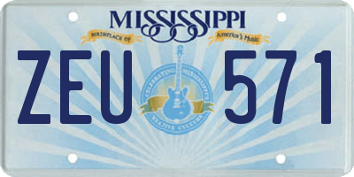 MS license plate ZEU571