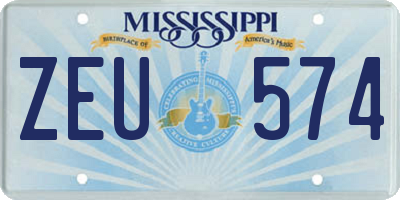 MS license plate ZEU574