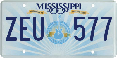 MS license plate ZEU577