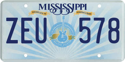 MS license plate ZEU578