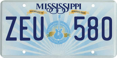 MS license plate ZEU580