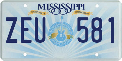 MS license plate ZEU581