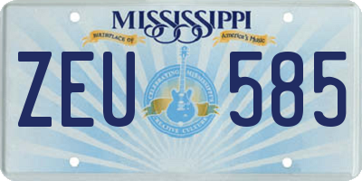 MS license plate ZEU585